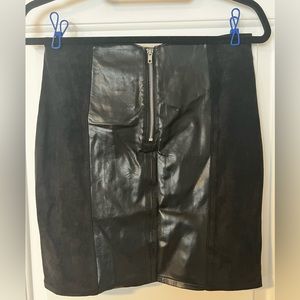 Suede and pleather skirt